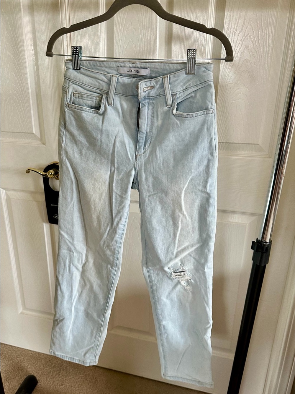 Joe's Jeans Pale Blue Boyfriend Jeans with Knee Rip